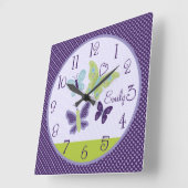 Personalisiert schöne Schmetterlinge Kinderzimmer Quadratische Wanduhr (Winkel)