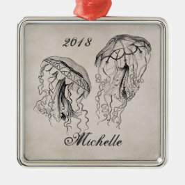 Personalisiert Schöner Vintager Quallenstrand Ornament Aus Metall