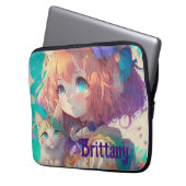 Personalisiert Schönes Anime Girl mit Niedlicher K Laptopschutzhülle (Vorderseite Links)