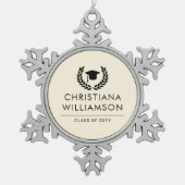 Personalisiert School and Uni-Abschluss Elegante Schneeflocken Zinn-Ornament (Vorderseite)