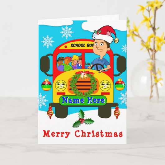 Personalisiert School Bus Fahrer Weihnachtskarten Karte (Gelbe Blume)