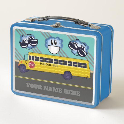 Personalisiert School Bus Happy Face Metal Lunchbo Metall Brotdose (Vorderseite)