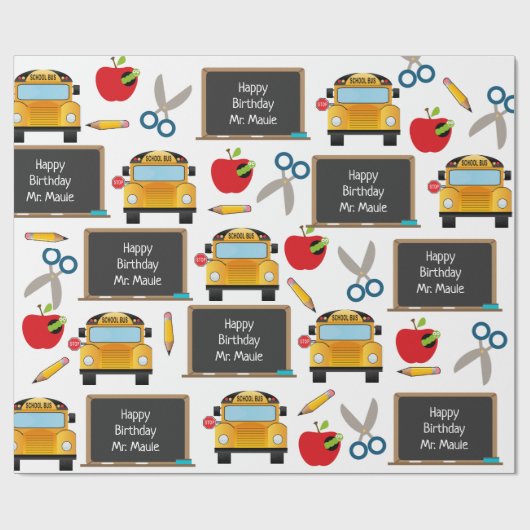 Personalisiert School Chalkboard Geschenkpapier (Flach)