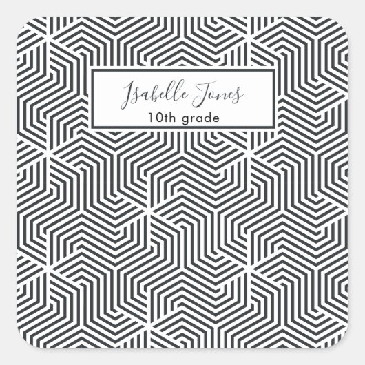 personalisiert School iPad mit geometrischer Schri Quadratischer Aufkleber (Vorderseite)