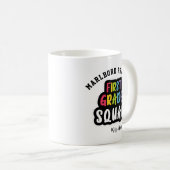 Personalisiert School Name First Grade Teacher Squ Kaffeetasse (VorderseiteRechts)
