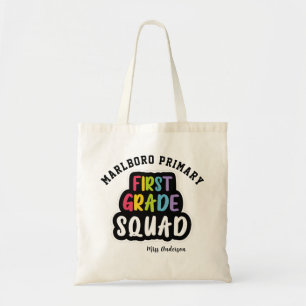Personalisiert School Name First Grade Teacher Squ Tragetasche
