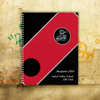 Personalisiert School Ninja Black Red Cover Notebo Notizblock