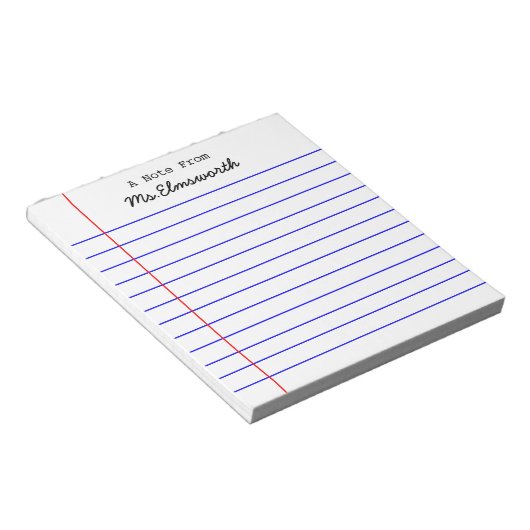 Personalisiert School Paper Note Pad Notizblock (angewinkelt)