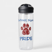 Personalisiert School Pride Maroon Paw Print Trinkflasche (Vorderseite)