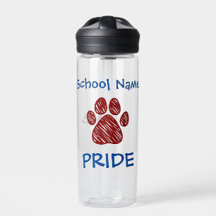 Personalisiert School Pride Maroon Paw Print Trinkflasche