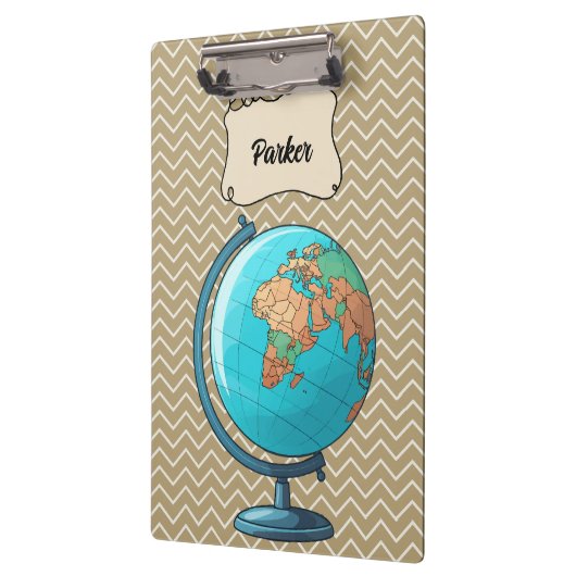 Personalisiert School World Globe Klemmbrett (Links)