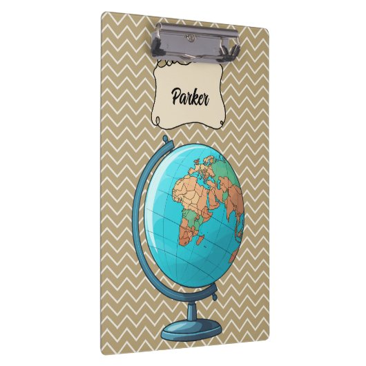 Personalisiert School World Globe Klemmbrett (Rechts)