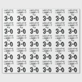 Personalisiert Schwarz 30. Geburtstag Geschenkpapier (Flach)