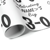 Personalisiert Schwarz 30. Geburtstag Geschenkpapier (Rolleneckpunkt)