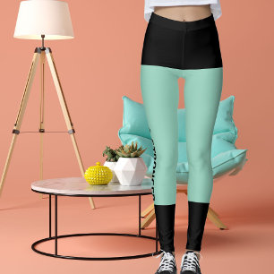 Personalisiert Schwarz Aquamarine Streifen Katzenr Leggings