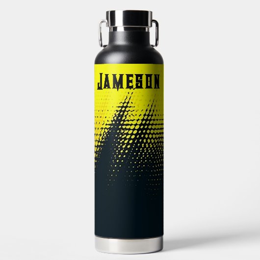 Personalisiert Schwarz/Gelb Trinkflasche (Vorderseite)