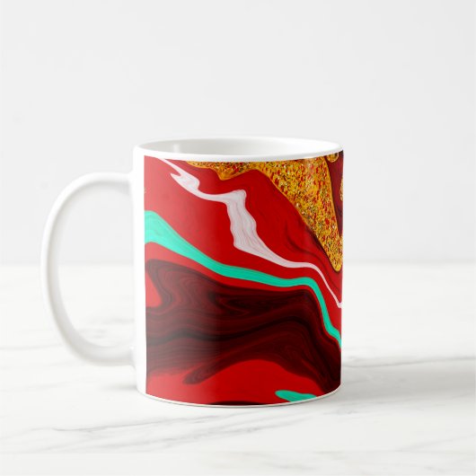 Personalisiert Schwarz, Gold, Burgund, Marmorkunst Kaffeetasse (Links)