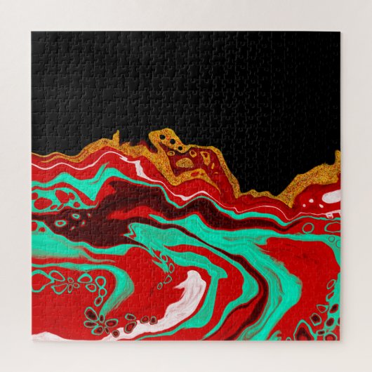 Personalisiert Schwarz, Gold, Burgund, Marmorkunst Puzzle (Vertikal)