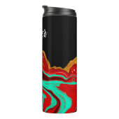 Personalisiert Schwarz, Gold, Burgund, Marmorkunst Thermosbecher (Nach rechts gedreht)