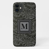 Personalisiert Schwarz-Grau-Botanische Monogramm Case-Mate iPhone Hülle (Rückseite)
