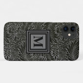 Personalisiert Schwarz-Grau-Botanische Monogramm Case-Mate iPhone Hülle (Rückseite (Horizontal))