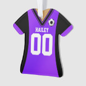 Personalisiert Schwarz/Lila Soccer Jersey Ornament (Vorderseite)