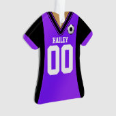 Personalisiert Schwarz/Lila Soccer Jersey Ornament (Vorderseite)