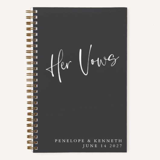 Personalisiert Schwarz Minimalistisch Hochzeit Ihr Notizblock (Vorderseite)