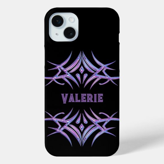 Personalisiert Schwarz mit 3D-Lila Tribal-Design Case-Mate iPhone Hülle (Rückseite)