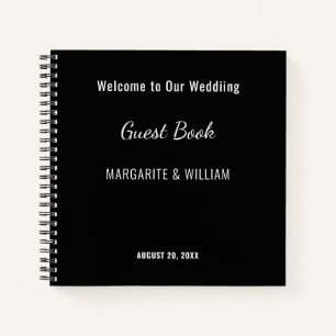 Personalisiert Schwarz mit White Guest Book Notizblock