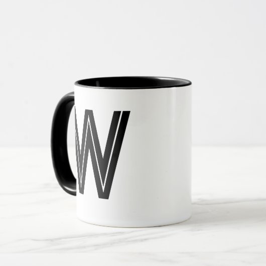 Personalisiert-Schwarz-Modern-Monogramm Tasse (Vorderseite Links)