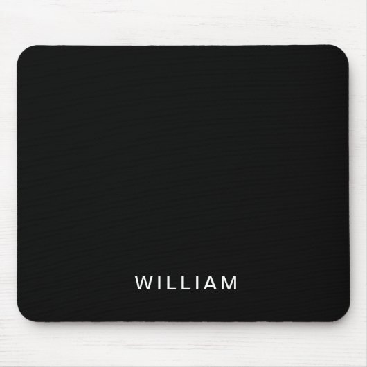 Personalisiert Schwarz/Monogramm | Elegant Custom Mousepad (Vorne)