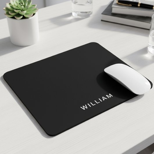 Personalisiert Schwarz/Monogramm | Elegant Custom Mousepad