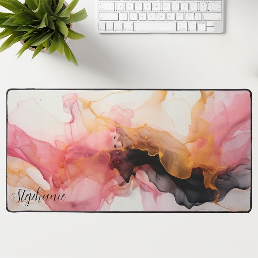 Personalisiert Schwarz Rosa Gold Liquid Alcohol Ti Schreibtischunterlage