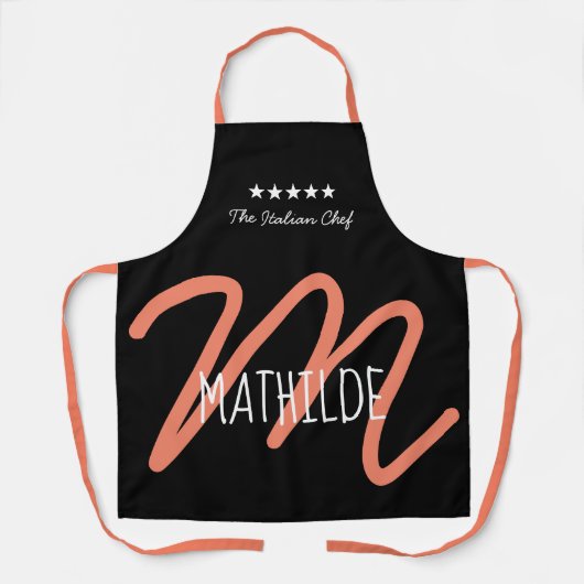 Personalisiert Schwarz Rosa Modernes Script Monogr Schürze (Vorderseite)