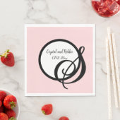 Personalisiert Schwarz-Rosa-Monogramm-Papier Napki Serviette (Beispiel)