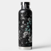 Personalisiert Schwarz und Aquamarine Glitterie Trinkflasche (links)