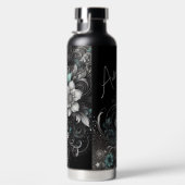 Personalisiert Schwarz und Aquamarine Glitterie Trinkflasche (Rechts)