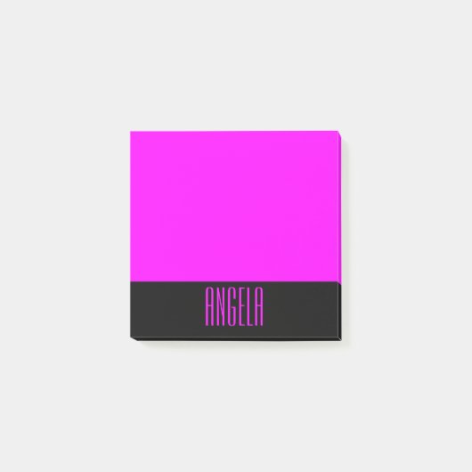 Personalisiert Schwarz und Fuchsia Post-it Klebezettel (Vorderseite)