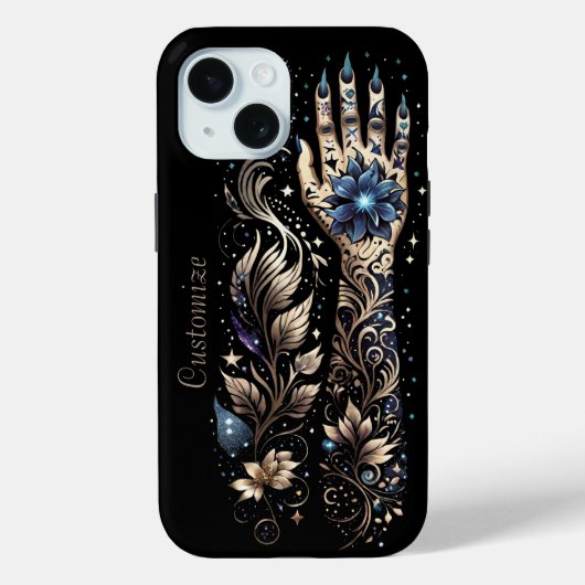 Personalisiert Schwarz und Gold Hand Tattoo Case-Mate iPhone Hülle (Rückseite)