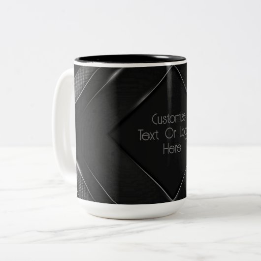 Personalisiert Schwarz und Grau Zickzack Zweifarbige Tasse (Vorderseite Links)