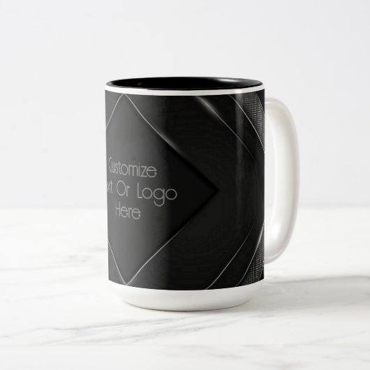 Personalisiert Schwarz und Grau Zickzack Zweifarbige Tasse (VorderseiteRechts)