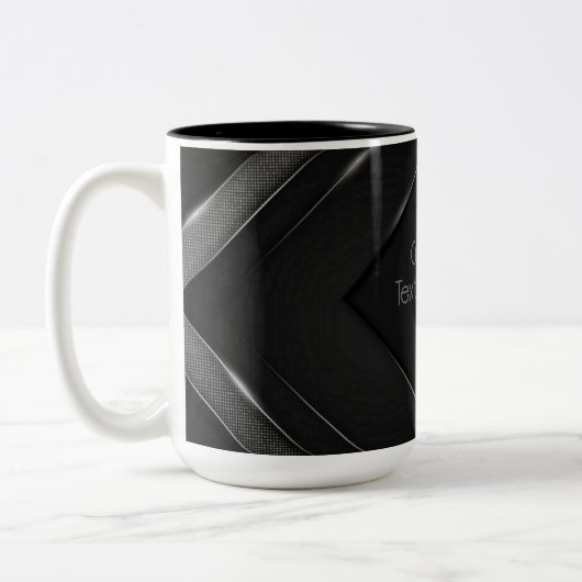 Personalisiert Schwarz und Grau Zickzack Zweifarbige Tasse (Links)