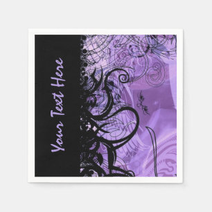 Personalisiert Schwarz und Lila Goth Muster Napkin Serviette
