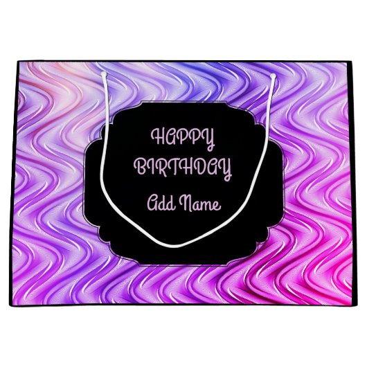 Personalisiert Schwarz und Lila Große Geschenktüte (Vorderseite)
