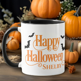 Personalisiert Schwarz und Orange Happy Halloween Tasse