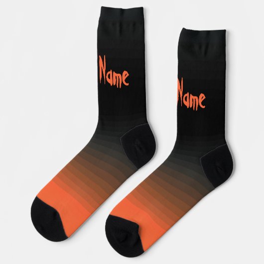 Personalisiert Schwarz und Orange Socken (Linkes Detail)