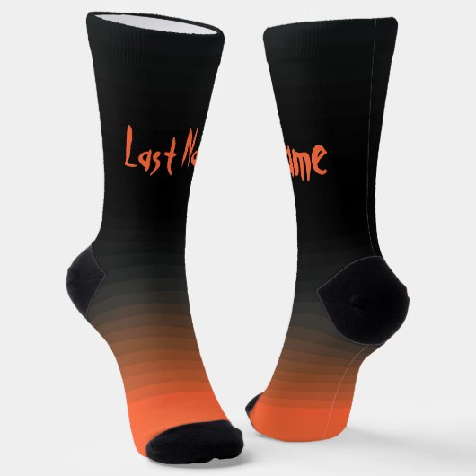 Personalisiert Schwarz und Orange Socken (Gewinkelt)