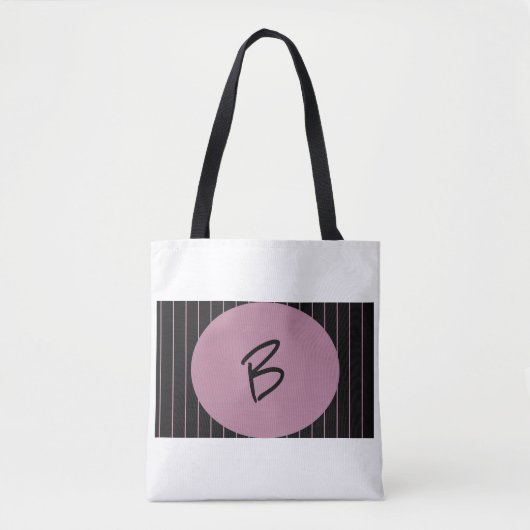 Personalisiert, schwarz und rosa gestreift tasche (Vorderseite)