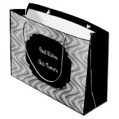 Personalisiert Schwarz und Silber Große Geschenktüte (Rückseite Schrägansicht)